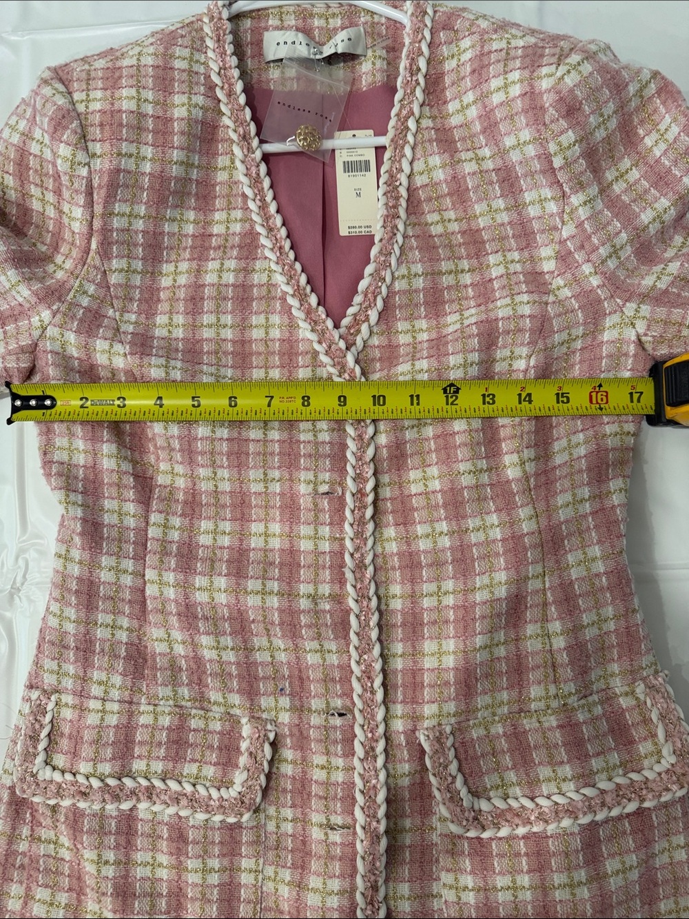 Anthropologie Endless Rose Pink Plaid Blazer Dress - Picture 8 of 8